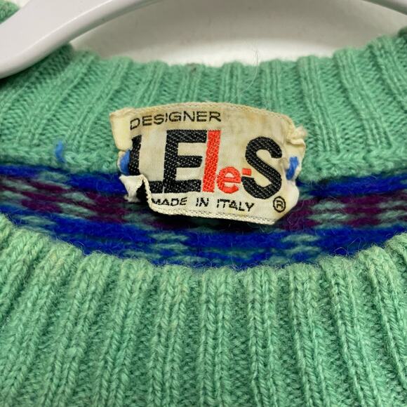 Vintage Leie.s Mens Print Knit Pullover Fuzzy Knit Sweater - Picture 3 of 5